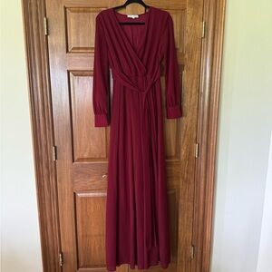 Baltic Born Deep Red Long Sleeve Maxi Dress